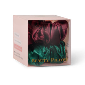 Silk Scrunchie Set - Beauty Pillow (Forest Green & Red)