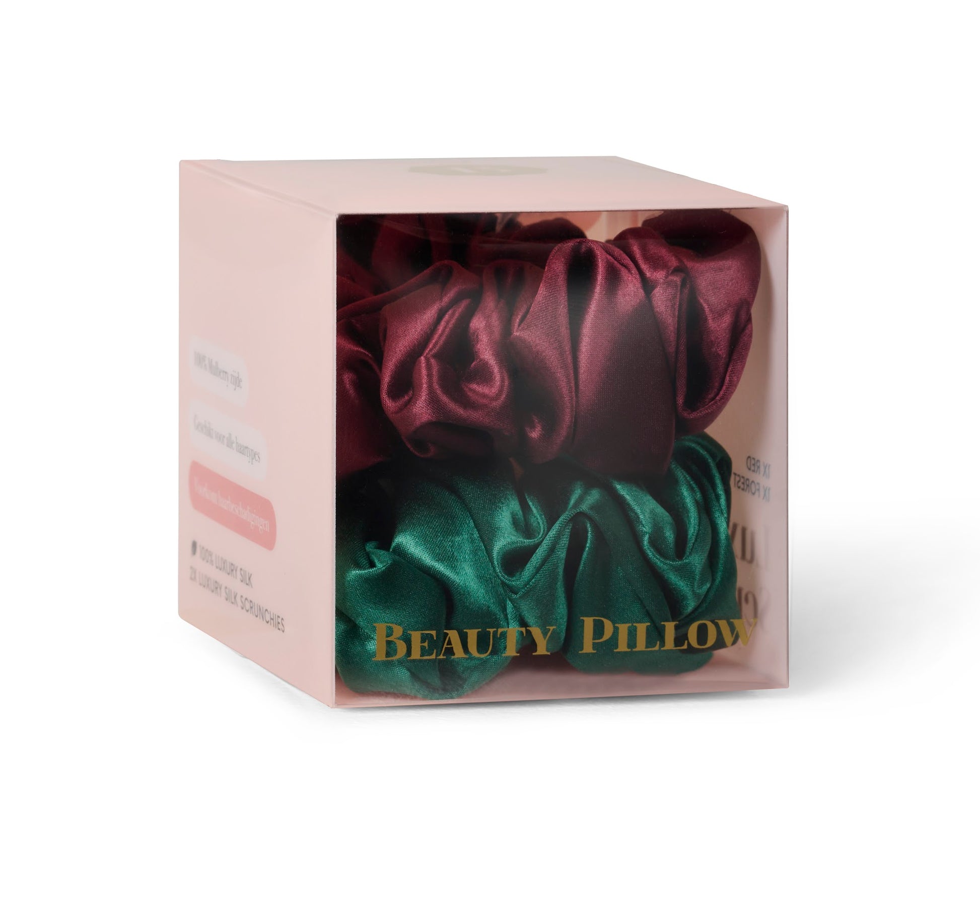 Silk Scrunchie Set - Beauty Pillow (Forest Green & Red)