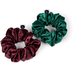 Silk Scrunchie Set - Beauty Pillow (Forest Green & Red)