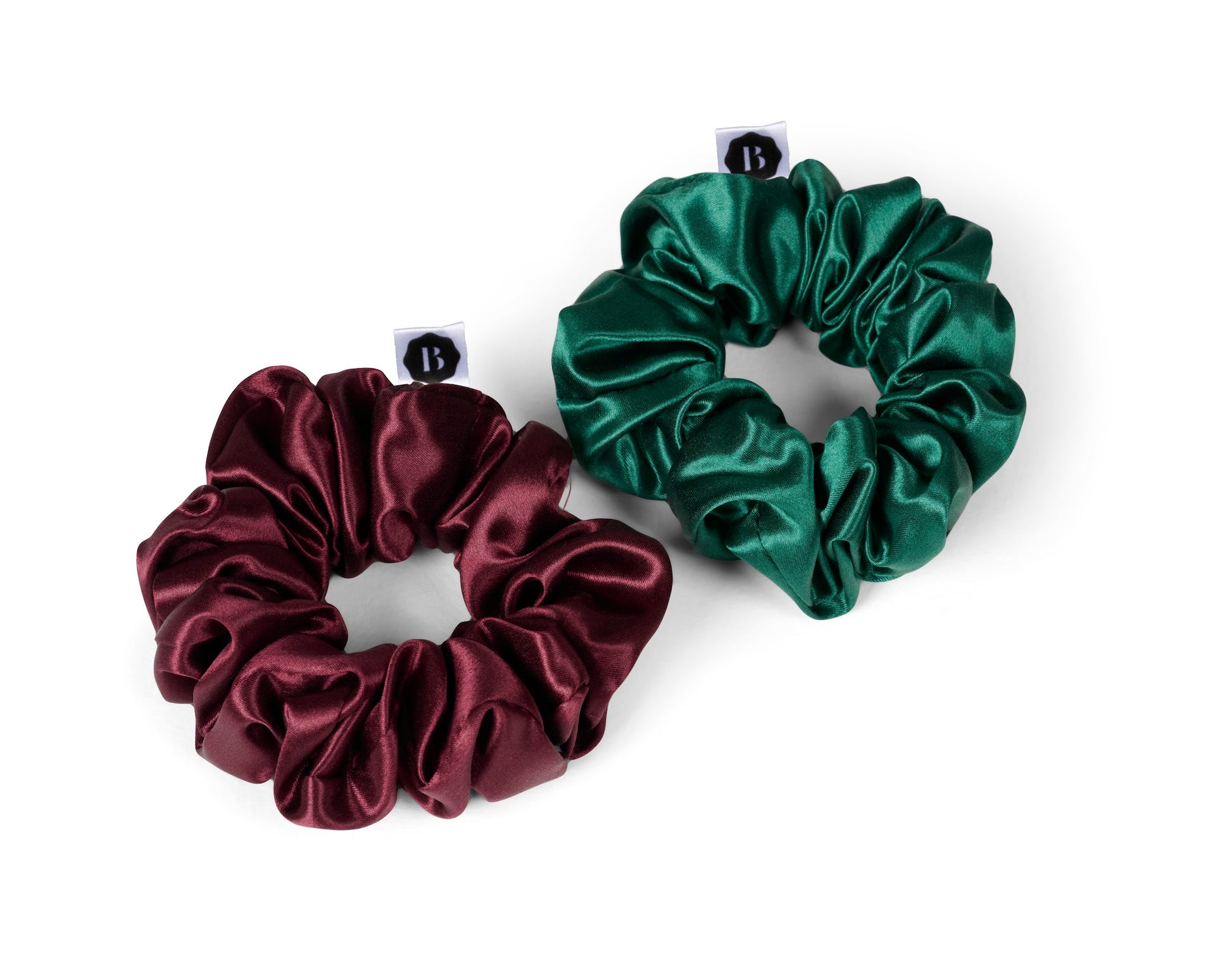 Silk Scrunchie Set - Beauty Pillow (Forest Green & Red)