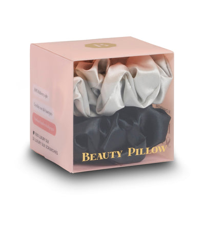 Silk Scrunchie Set - Beauty Pillow (Silver & Black)