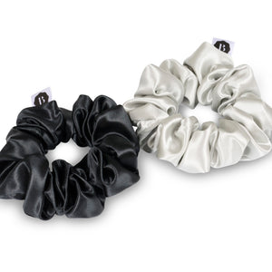 Silk Scrunchie Set - Beauty Pillow (Silver & Black)