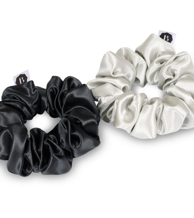 Silk Scrunchie Set - Beauty Pillow (Silver & Black)